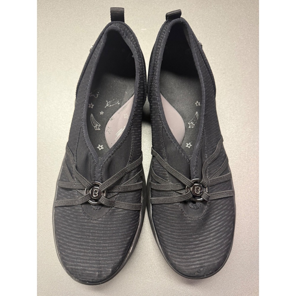 Bzees Womens Black Slip On Loafers Bungee Detail Comfort Shoes grandmacore